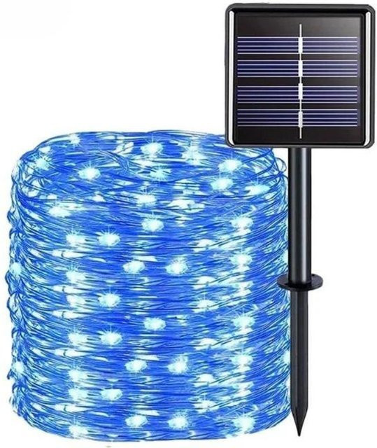 Lanzhong Home Decoration Solar LED Lichterkette Outdoor für Garten und Weihnachten, 32m, 300 LEDs, wasserdicht IP65, Farbe: Blau/Multicolor - Bild 1
