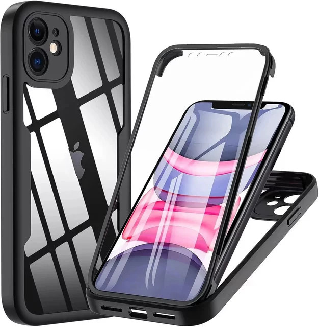 Transparente Silikon Schutzhülle für Apple iPhone 11 12 13 14 15 Pro Max XS XR 7 8 Plus SE als 360 Grad Ganzkörper Stoßfestes Case - Bild 1