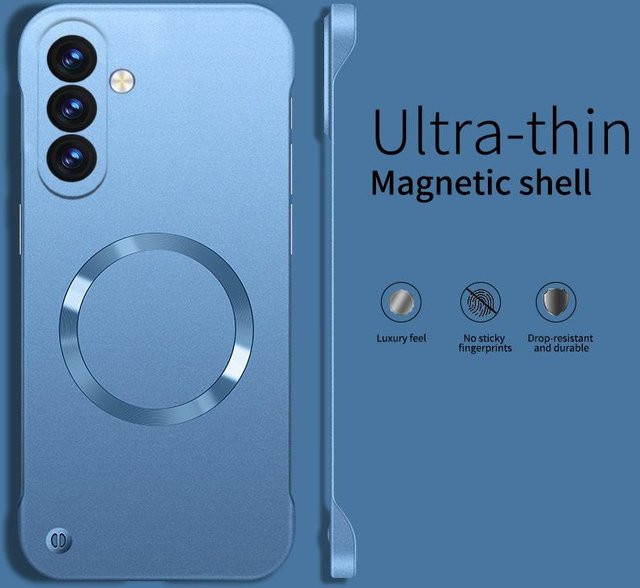 Magnetische Schutzhülle für Samsung Galaxy A17 A37 A57 in Blau, ultra dünne metallische Rahmenlose PC-Abdeckung mit MagSafe-Kompatibilität - Bild 1