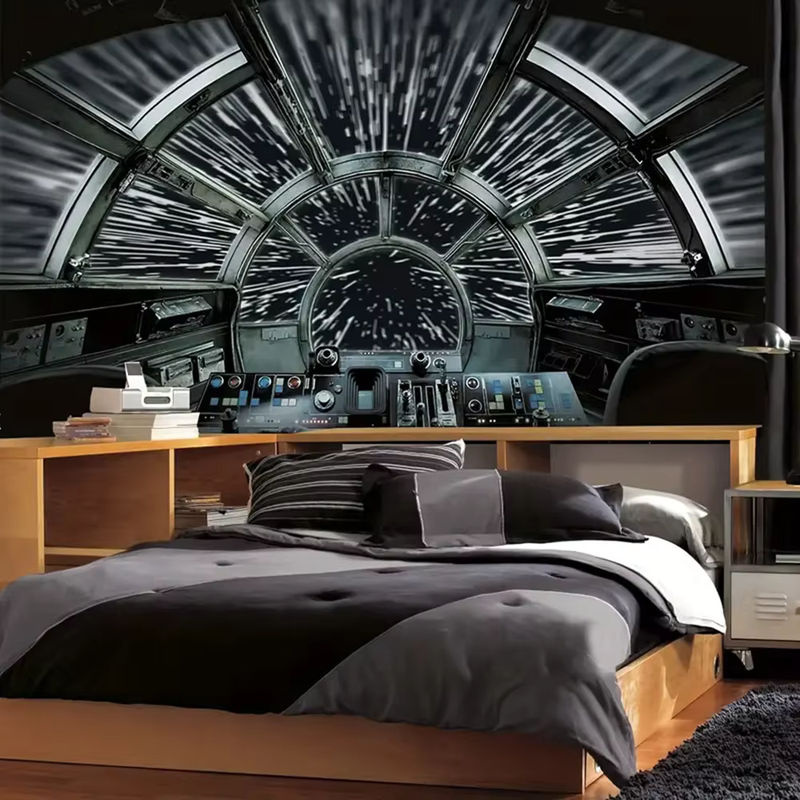 LVJIA Sci-Fi Space Planet Wandteppich aus Polyester in Schwarz als rechteckiger Wandbehang für deine Heimdekoration - Bild 2