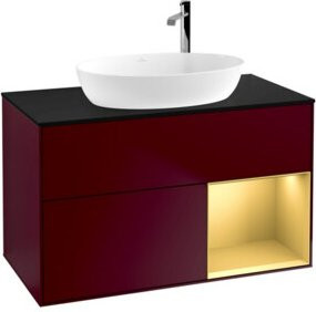 V&B Waschtischunterschrank Finion 100 in Blau lackiert mit goldenem Regal, B/T/H: 100 x 50,1 x 50,1 cm - Bild 1