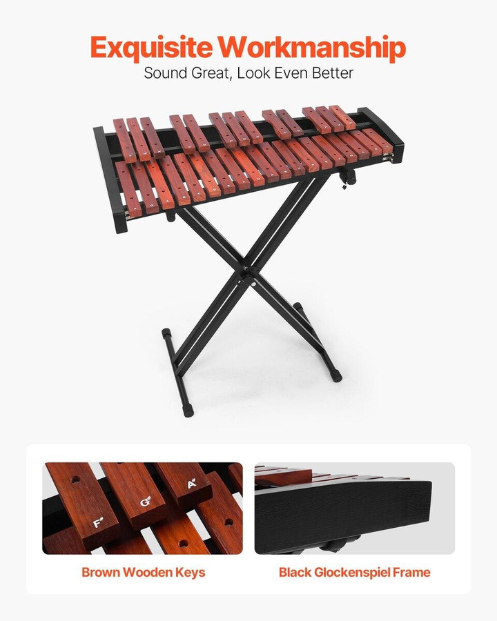 Buying Solutions MB Glockenspiel Xylophon, 32 Töne, mit Ständer, 4 Schlägeln, Tragetasche - Bild 4