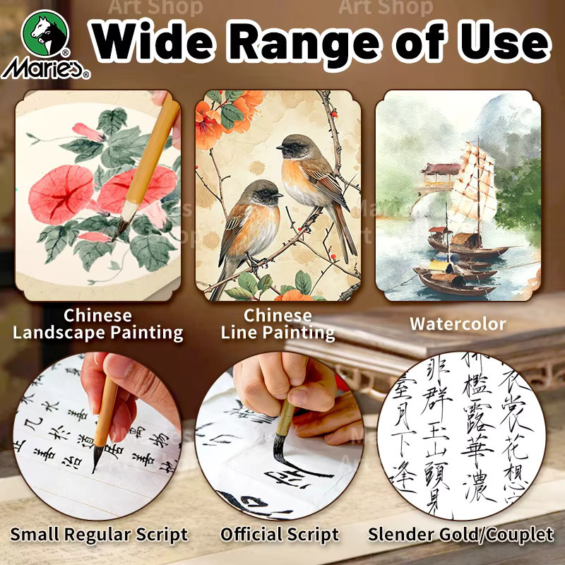 Marie's 3-teiliges Jianhao chinesisches Kalligraphie-Pinsel-Set aus Bambus für traditionelles Schreiben und Aquarell - Bild 4