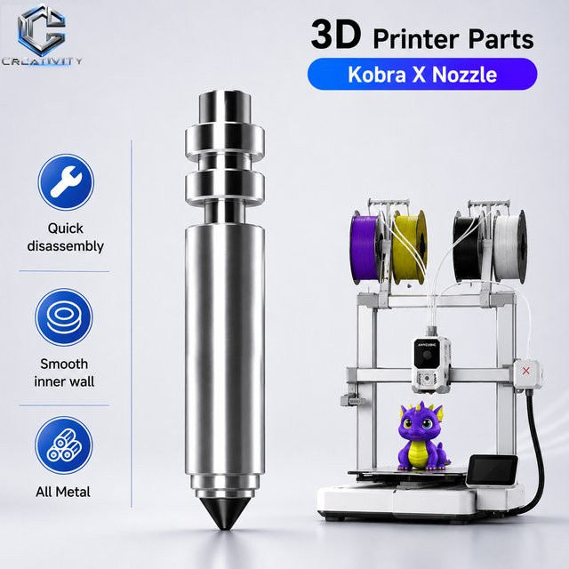 Anycubic Bimetall-Düsen-Set aus gehärtetem Stahl für Anycubic Kobra X KX Combo FDM 3D-Drucker, Farbe: Silber, Durchmesser: 0,2 mm, 0,4 mm, 0,6 mm, 0,8 mm - Bild 1