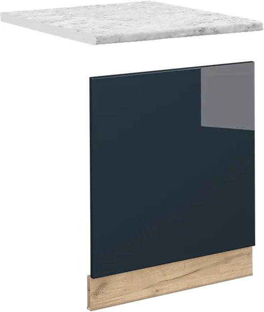 Vicco Geschirrspülerblende Fame-Line in Dunkelblau Hochglanz mit Arbeitsplatte in Weiß-Marmor und Eiche Korpus, Breite: 60 cm - Bild 2