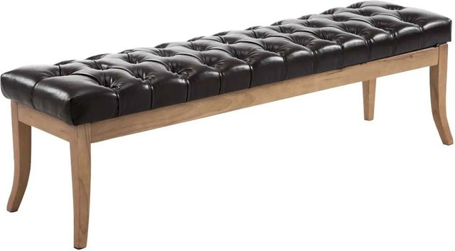 CLP Sitzbank Ramses im Chesterfield-Stil aus Kunstleder in Antik-Hell Braun, Breite: 150 cm - Bild 1