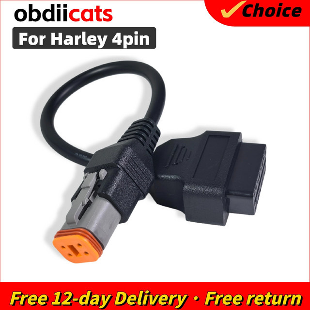 DHCCREATE 4-poliger OBD-Diagnose-Kabeladapter für Harley Motorrad-Verlängerung, Schwarz - Bild 1