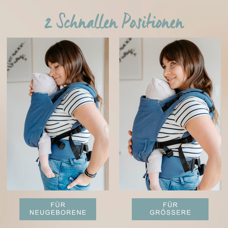 Hoppediz Babytrage Buckle in Beige aus Baumwolle für Tragen auf dem Bauch oder dem Rücken - Bild 2