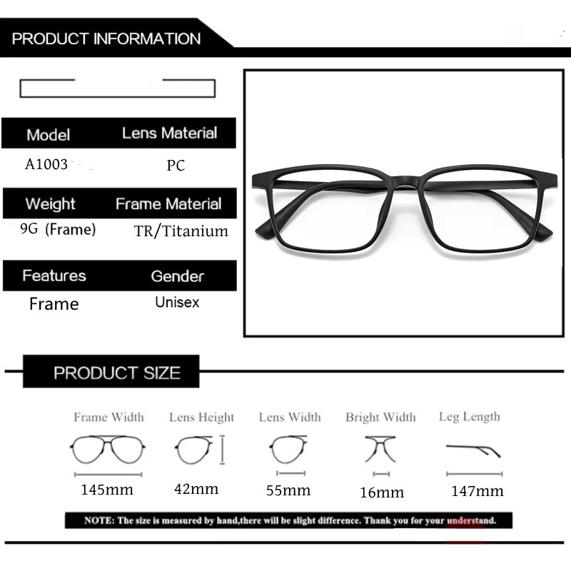 LOERHUNAR A1003 Korrektionsbrille, Vollrand, Schwarz, Herren - Bild 3