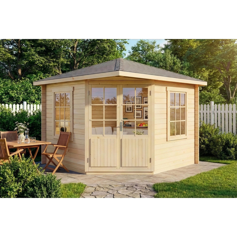 Alpholz Gartenhaus Monica-28 Blockhaus in Natur mit Spitzdach, B/T: 300 x 300 cm - Bild 2