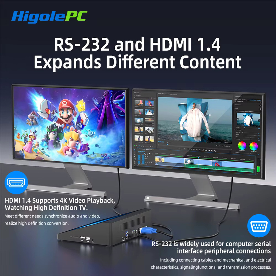 Higole F6APL Mini-PC mit Intel J3455, Windows 10, 4 GB RAM, 64 GB Speicher, WiFi5 und 4K Unterstützung in Schwarz - Bild 3