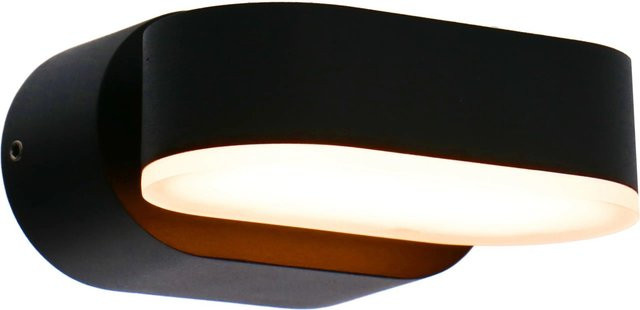 LED's light Außen-Wandleuchte Oval in Schwarz aus Aluminium mit warmweißem LED-Licht und verstellbarem Up-Down-Lichteffekt - Bild 1