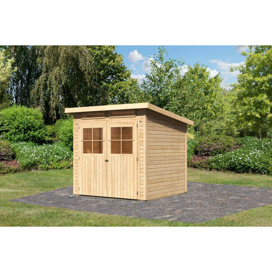 Karibu Holz-Gartenhaus Egersund in Natur mit Pultdach und modernem Design, B/T/H: 220 x 209 x 209 cm - Bild 2