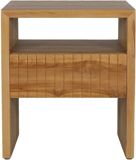 Vente-unique Nachttisch Revuka aus Teakholz in Naturfarben Hell, Höhe: 45 cm - Bild 1