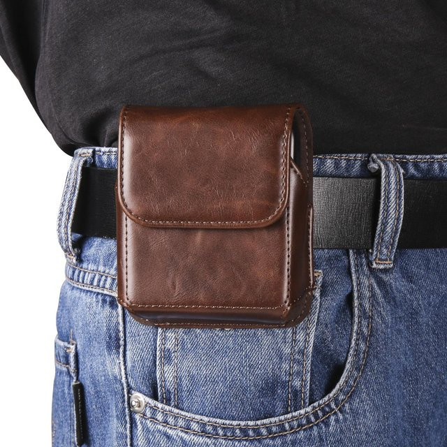 Luxus Leder Gürtel Clip Handyhülle für Samsung Galaxy Z Flip5 Z Flip4 Z Flip3 5G, Oppo Find N2 Flip und Moto Razr 2023, Magnetische Holster Tasche in Kaffeebraun - Bild 1