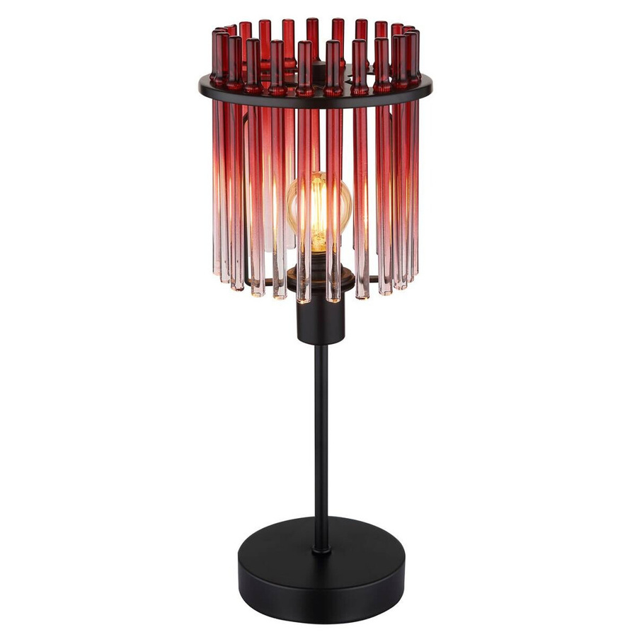 GLOBO Tischleuchte Gorley in Schwarz und Rot aus Metall und Glas, Höhe: 37,5 cm, Durchmesser: 15 cm, E14 Fassung - Bild 2