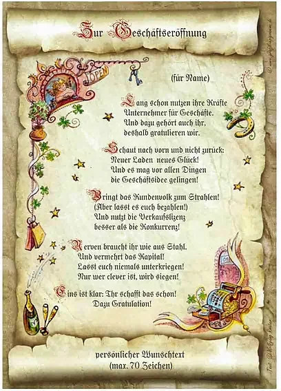 Personalisierte Urkunde zur Geschäftseröffnung von tantum graphic im Vintage-Design auf Papier, mehrfarbig und rechteckig - Bild 1