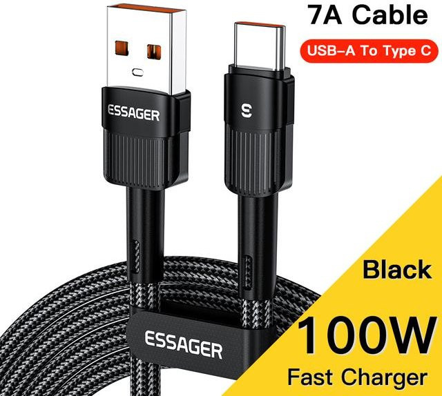 Essager USB Typ C Kabel 100W Schnellladekabel Schwarz 1m - Bild 1