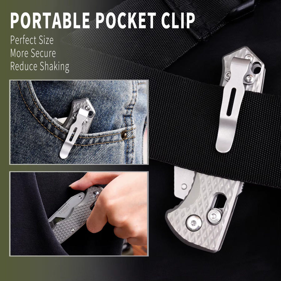 Multifunktionales EDC-Messer aus Metall in Silber als Taschenwerkzeug und Papierschneidewerkzeug für das Büro - Bild 4