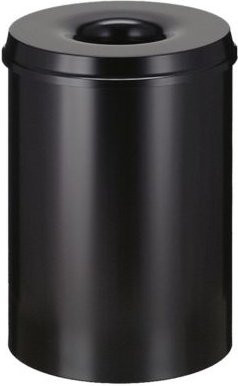Abfallsammler für den Innenbereich mit selbstlöschendem Deckel, 50 l, pulverbeschichteter Stahl, Schwarz, Durchmesser: 33,5 cm, Höhe: 62,5 cm - Bild 1