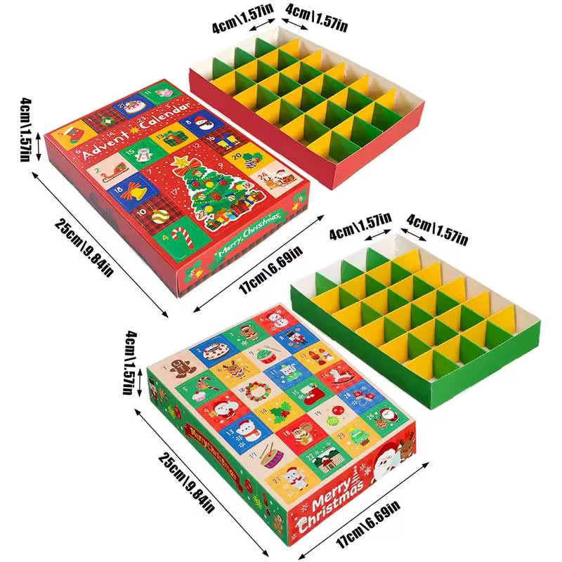ZQNYCY Adventskalender-Boxen mit 24 Fächern, befüllbare leere Weihnachtsboxen in Multicolour für Kinder und Partys - Bild 6