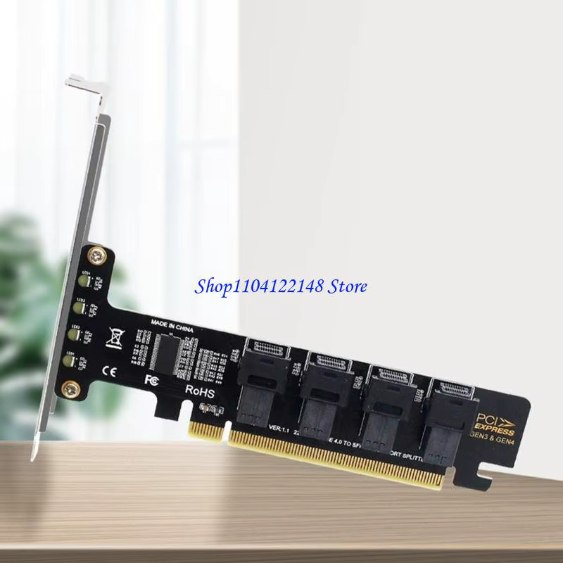 P9FA NGFF PCI-E 16X zu vier U.2 SFF-8639 SFF-8643 NVMe PCIe SSD RAID Controller Karte in Schwarz - Bild 3