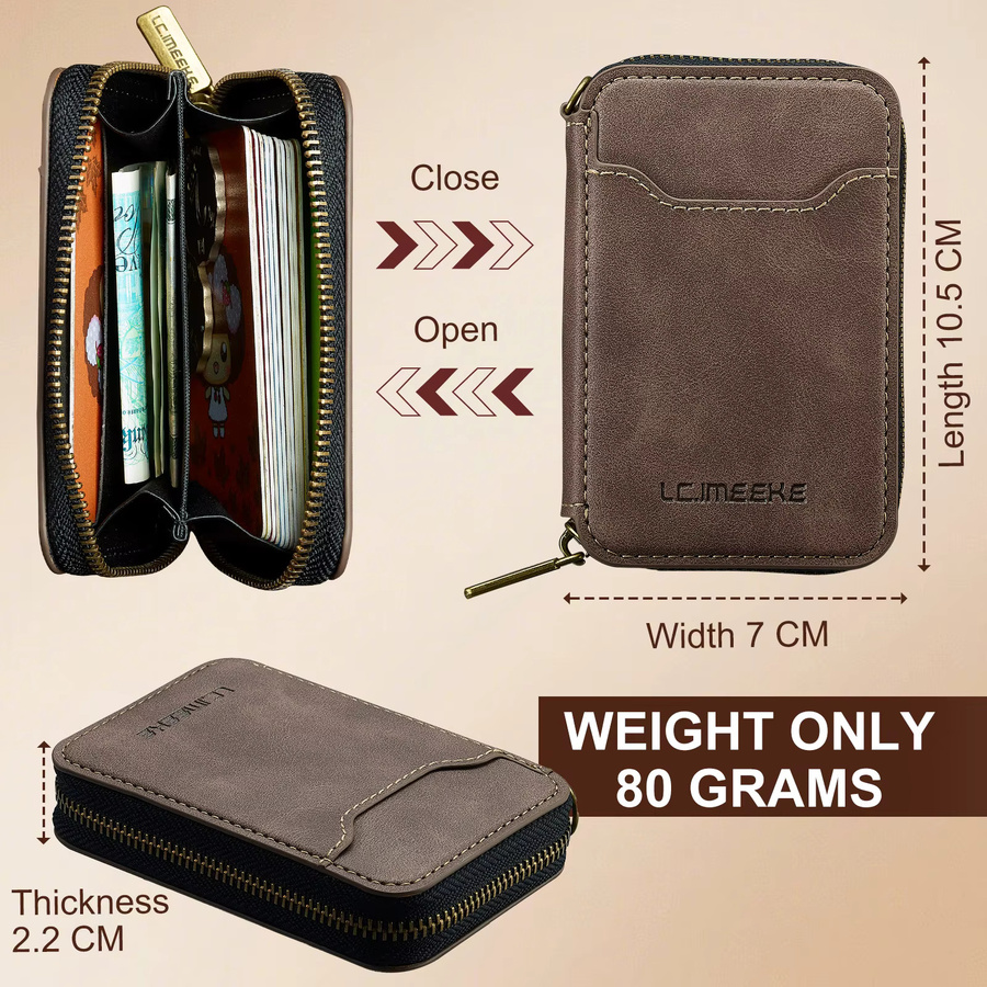 Magnetische Leder-Handytasche mit Reißverschluss und Kartensteckplatz für iPhone 17, Samsung Galaxy, Google und Xiaomi in Schwarz - Bild 2