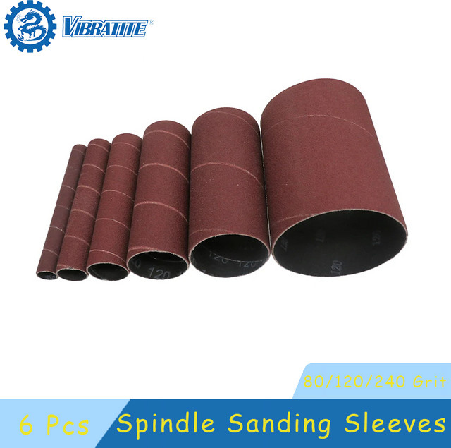 VIBRATITE Spindelschleifhülsen Set aus 6 Stück, Körnung 80/120/240, Durchmesser: 11,5 mm, Aluminiumoxid-Schleifmittel für Metall - Bild 1