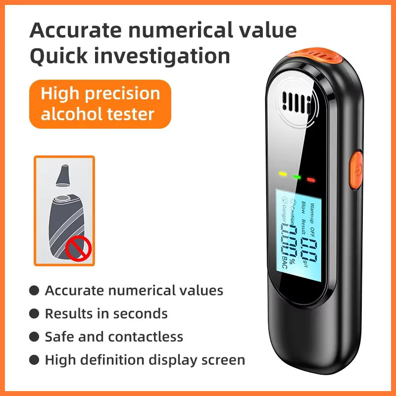 KEBETEME Professioneller Alkoholtester mit LED-Display, wiederaufladbarer Atemalkoholtester in Schwarz - Bild 3
