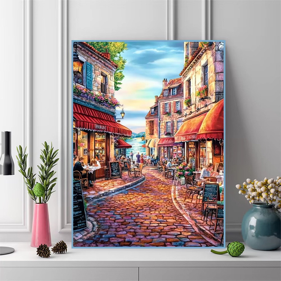 EverShine Diamant-Stickerei Straßenlandschaft als Mosaik-Bild mit Strass-Steinen in Mehrfarbig, B/H: 30 x 30 cm - Bild 3