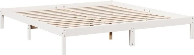 vidaXL Massivholzbett aus Kiefernholz in Weiß, rustikales Bett ohne Matratze, B/T: 200 x 210 cm - Bild 1