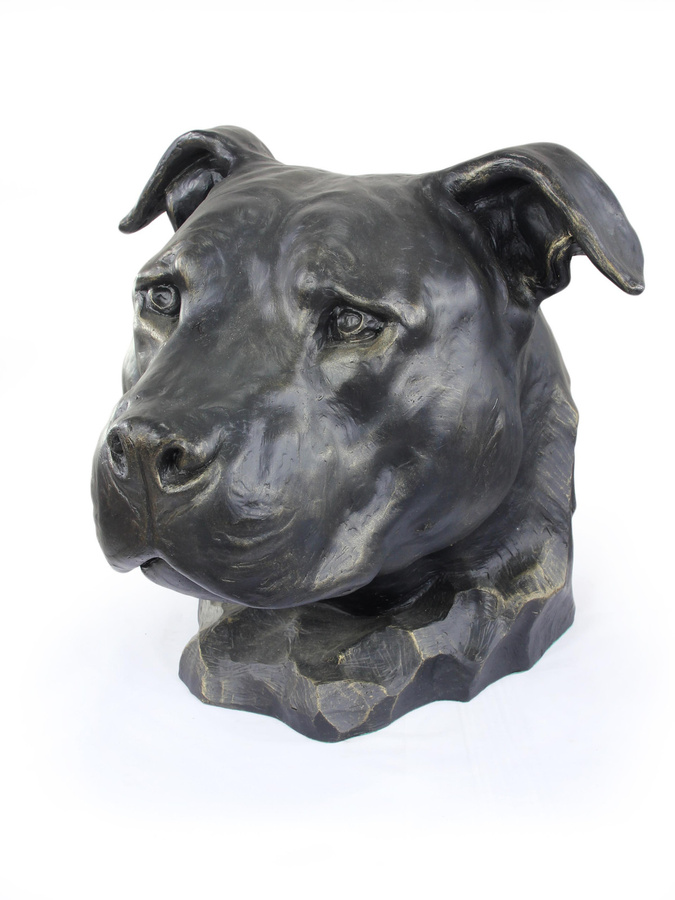 Art-Dog Hundebüste Amerikanischer Staffordshire Terrier Amstaff als Dekoration für Garten und Wohnzimmer - Bild 2