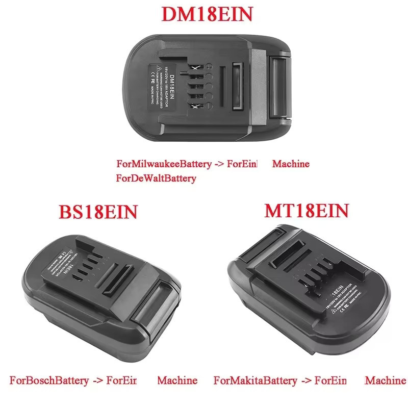 Adapter Konverter für Makita, DeWalt, Milwaukee und Bosch Li-Ion Akkus in Schwarz - Bild 2