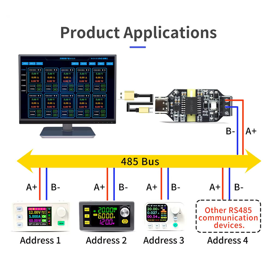 CH343P Hochgeschwindigkeits-USB-zu-RS485-Isolierter Konverter mit Typ-C-Anschluss, 16KV Isolationsspannung und 6Mbps, Schwarz - Bild 3
