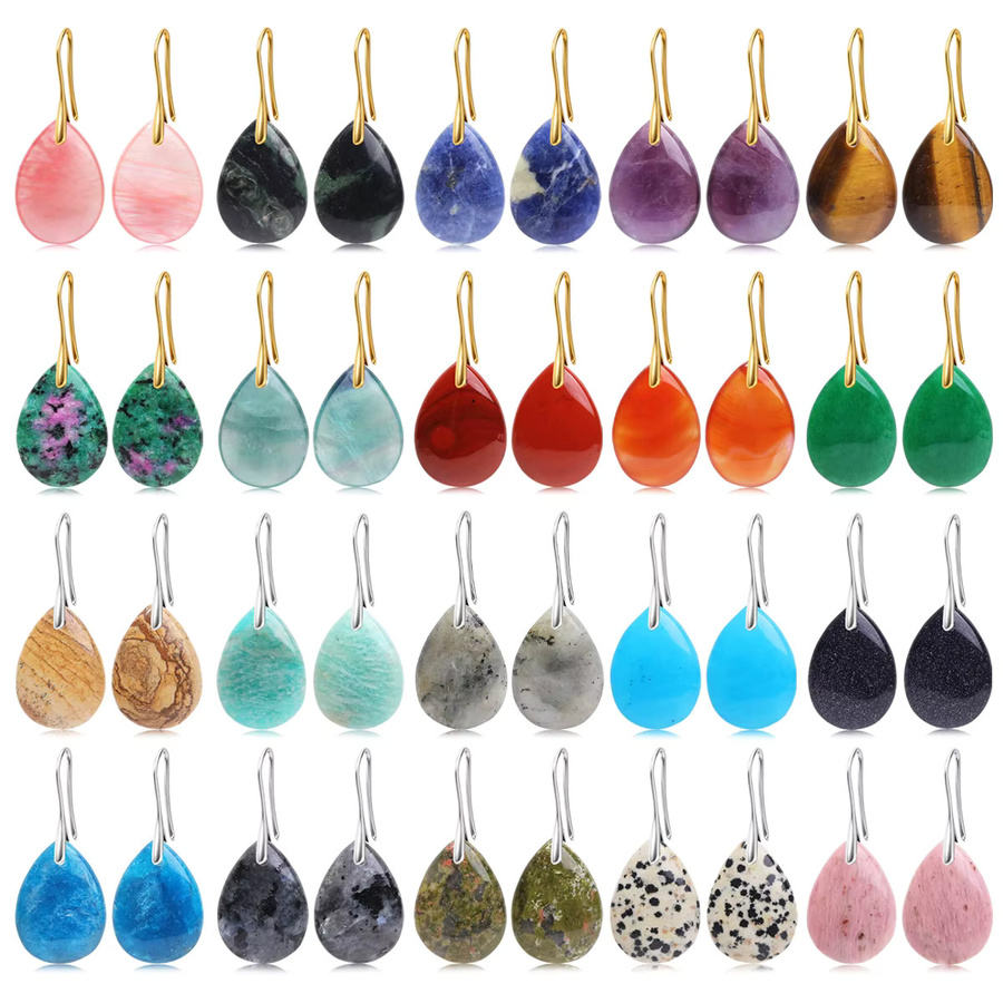 SANSHI Tropfenohrringe, Damen, Obsidian, Amethyst, Rosenquarz, Schwarz - Bild 2