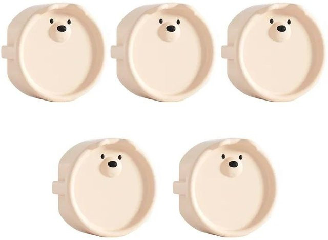 Binchi Outdoor Equipment Steckdosenschutz Cartoon-Bär aus Silikon in Beige, 5 Stück - Bild 1
