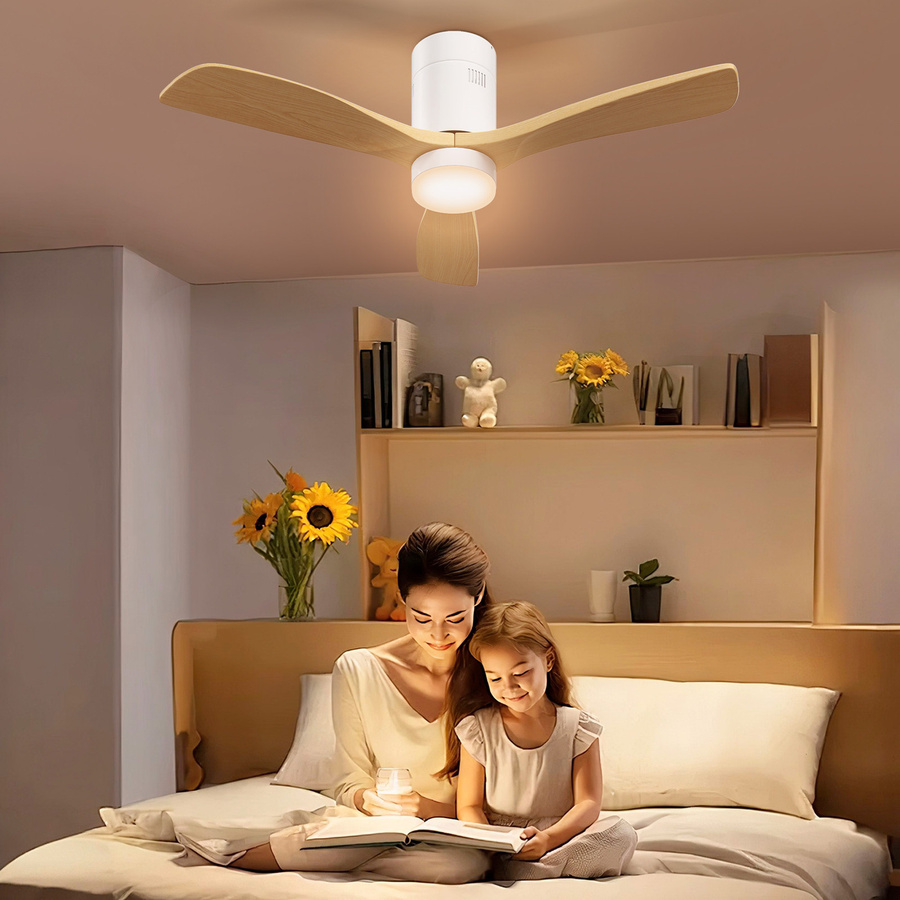 HOMCOM Deckenventilator mit LED-Beleuchtung in Weiß, Durchmesser: 117 cm, mit Fernbedienung, 3 Flügeln, umkehrbarem DC-Motor, 3 Lichtfarben, 6 Geschwindigkeiten und Timer - Bild 2