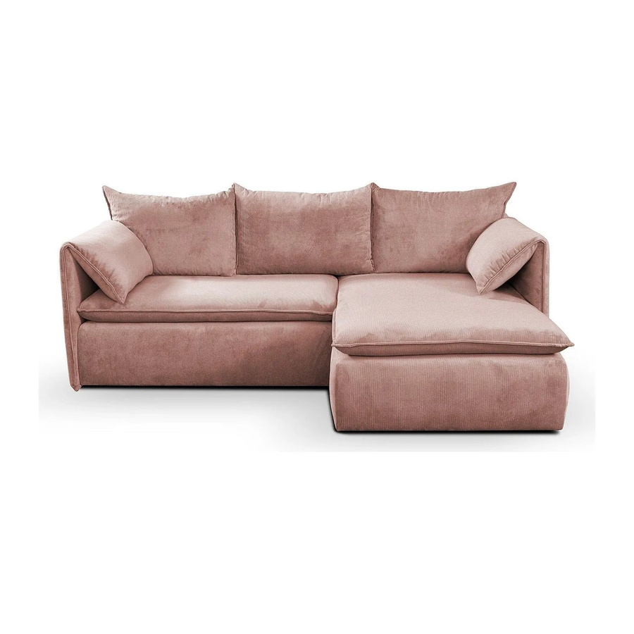 Vente-unique Schlafsofa Teodora in Puderrosa mit Cord-Bezug und L-Form - Bild 2
