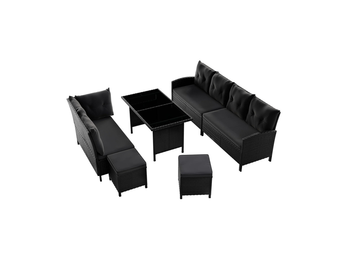 Juskys Gartenlounge Manacor Polyrattan Set in Schwarz mit dunkelgrauen Bezügen für 8 Personen - Bild 4