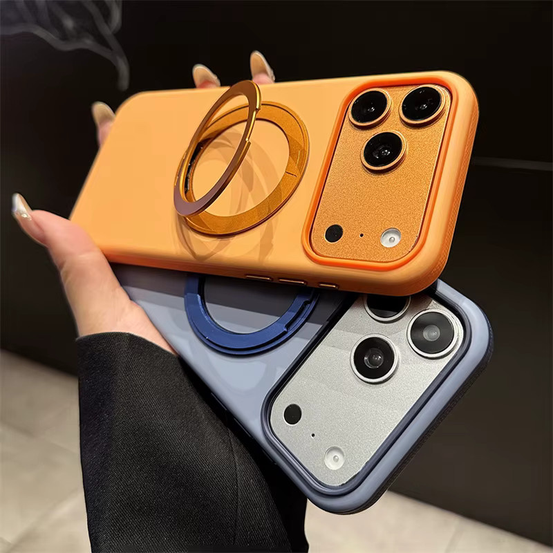 SUNWARD MagSafe Handyhülle mit 360 Grad drehbarem Ringständer für iPhone, stoßfeste matte Abdeckung in Grau - Bild 3