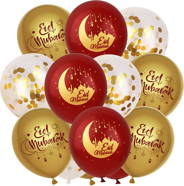 ZQNYCY Eid Mubarak Ballonset mit Mond und Sternen für Ramadan und Islamische Festlichkeiten, 15-30 Stück Latexballons in Gold und Silber - Bild 1