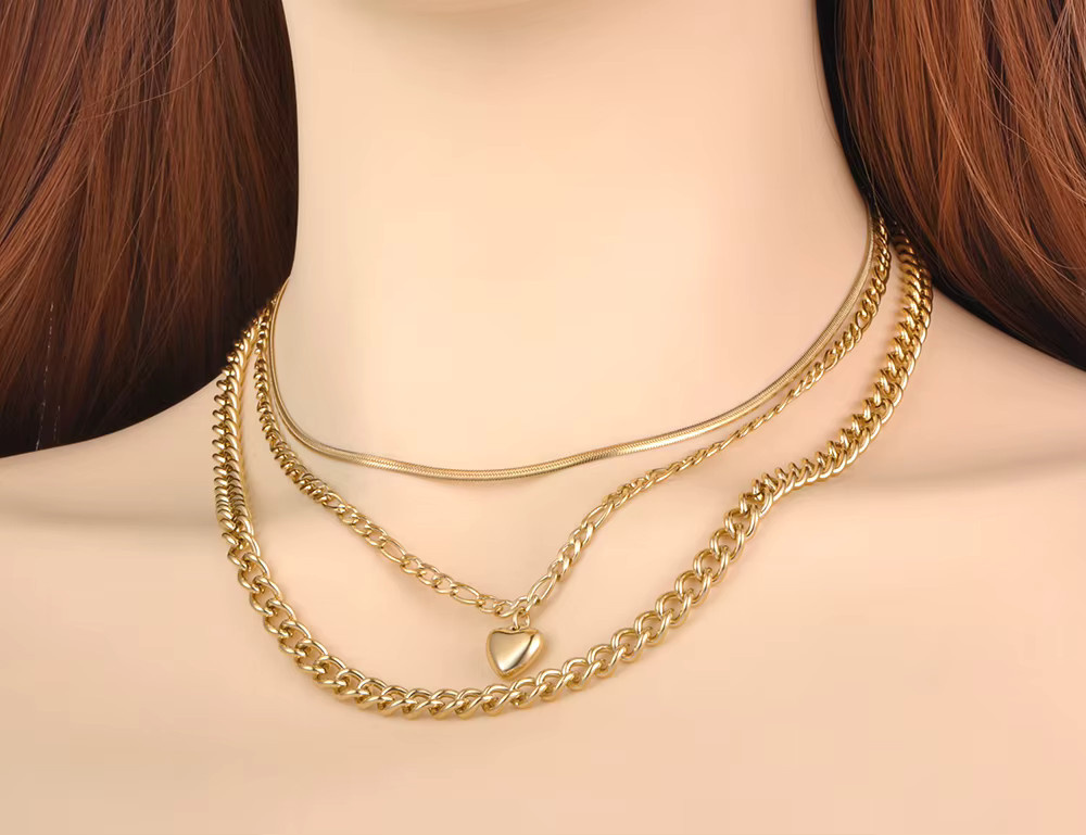 Lokaer Halskette, Herz Anhänger, Edelstahl, Gold, Damen - Bild 2
