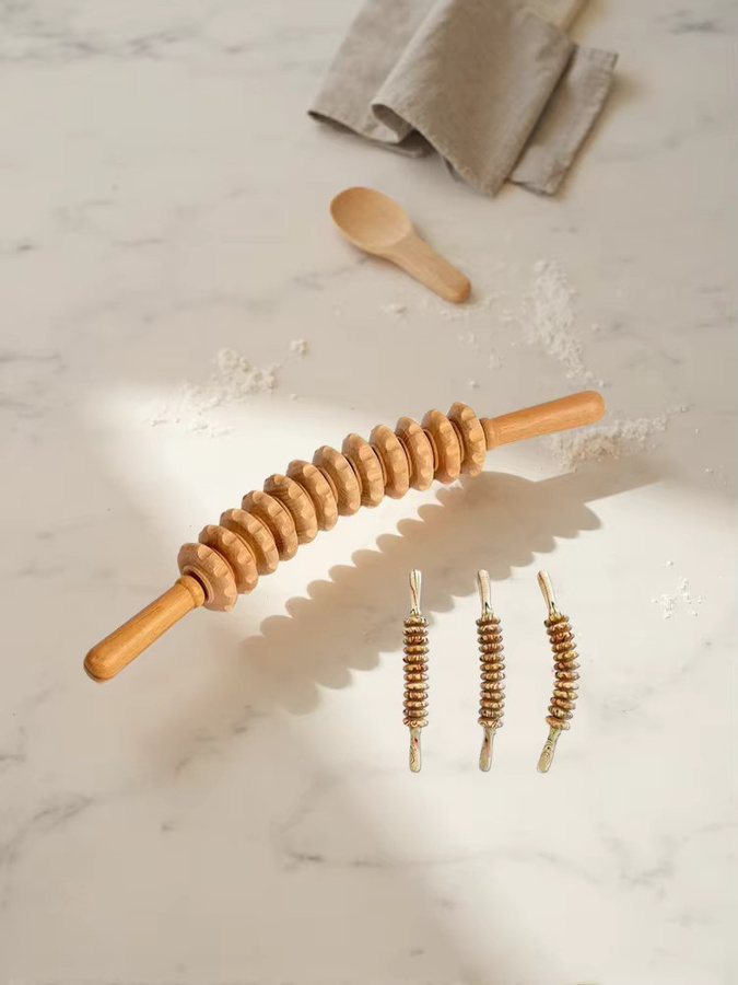 GOT-TOG Holz-Rollmassagestab, 12-Rad-Rollwerkzeug, Unisex - Bild 1