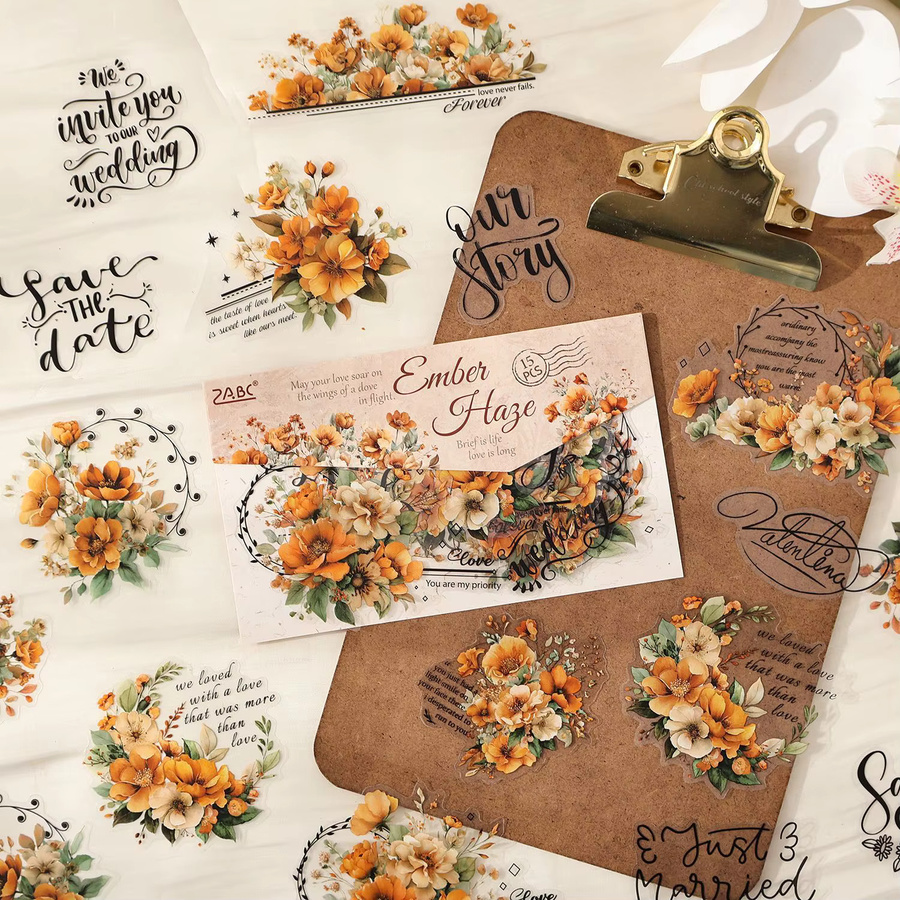 15-teiliges Set selbstklebende Retro-Spitzen-Blumenaufkleber mit zarten Blumenmustern für dein Tagebuch - Bild 2