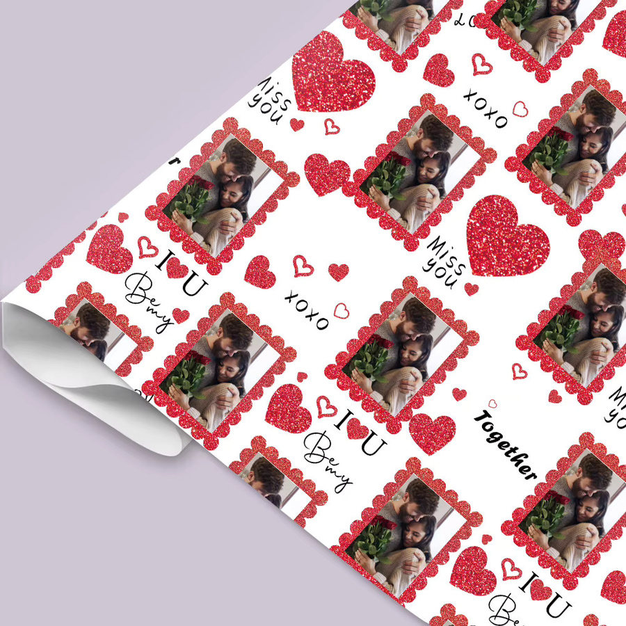 Personalisierbares Geschenkpapier mit eigenem Foto von joy-enlife, weiß, 3 oder 6 Stück für Valentinstag, Hochzeit und Partys - Bild 4