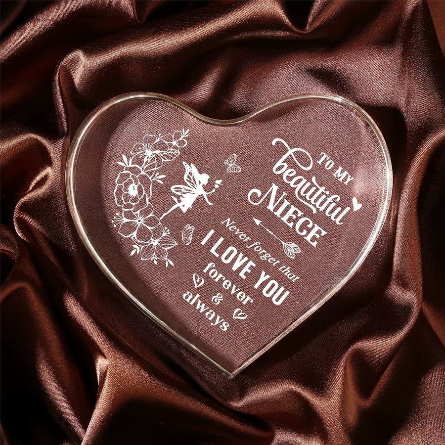 Personalisierte Acryl Tischdekoration für Nichten als Geburtstagsgeschenk, Transparent mit Herz- und Floral-Design - Bild 2