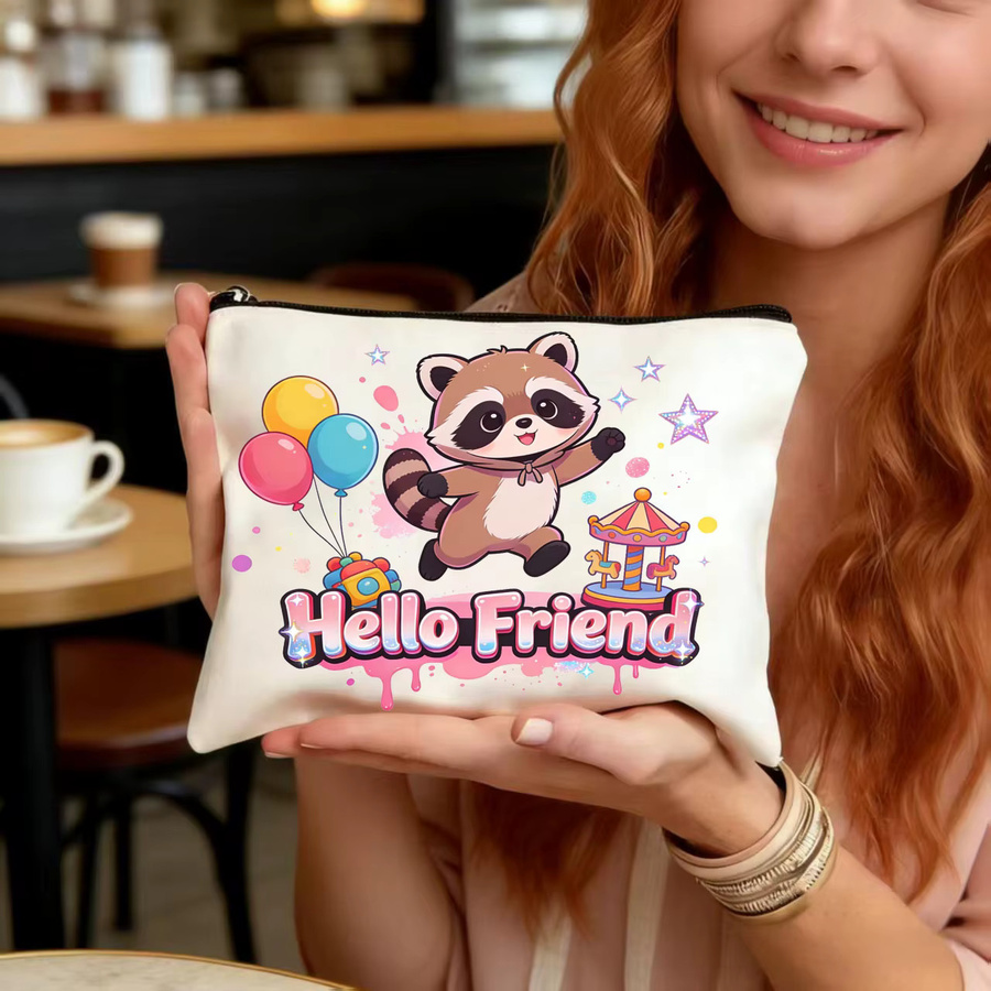 Kosmetik-Reisetasche mit Waschbär-Muster, modische Aufbewahrungstasche für Kosmetik und Schreibwaren, Mehrfarbig - Bild 3