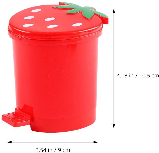 Mini Erdbeer-Mülleimer und Desktop-Aufbewahrungsbehälter aus Kunststoff in Rot - Bild 1