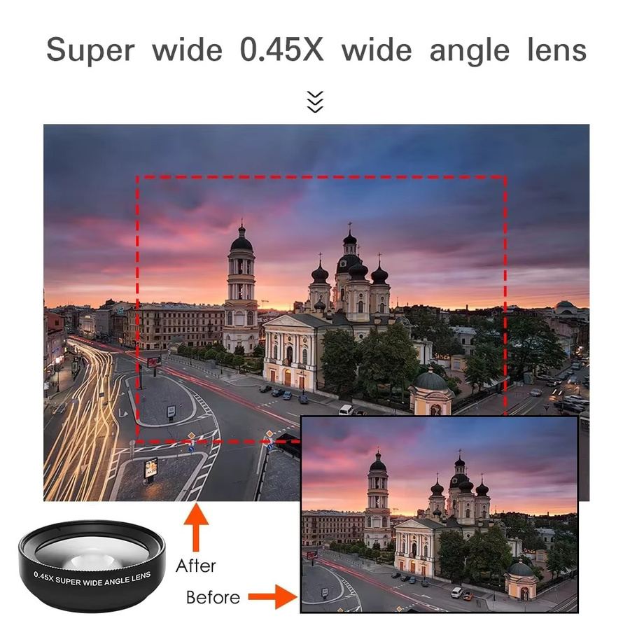 2-in-1 Handyobjektiv Set mit 0,45x Weitwinkel und 12,5x Makro HD Kamera für iPhone, Samsung, Huawei, Xiaomi und Android in Schwarz oder Silber - Bild 4