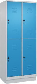C+P Doppelstock-Spind Classic PLUS mit Sockel, 2 Abteile, Farbe: Lichtblau/Lichtgrau, H x B x T: 195 x 80 x 50 cm - Bild 1